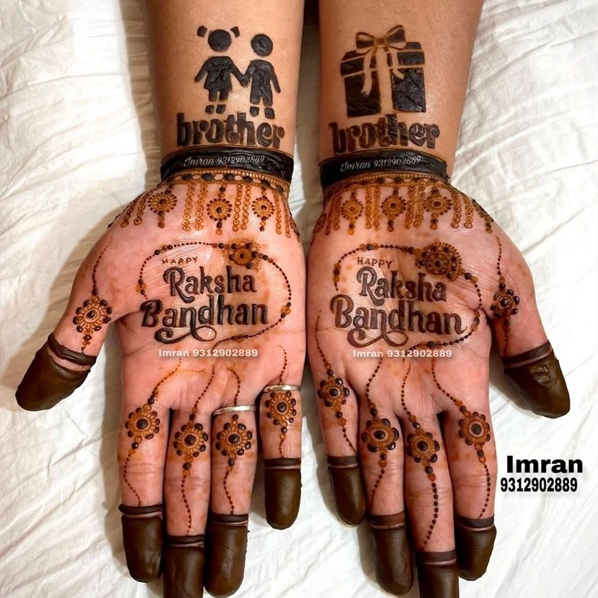 unique mehndi design for raksha bandhan